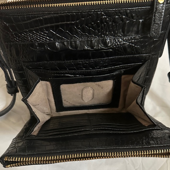 Brahmin Melbourne Black Mojito Croc Embossed Crossbody Bag - Picture 6 of 9